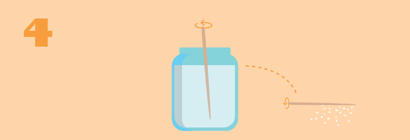 Illustrasjon av et vannglass med en rørepinne i