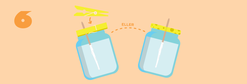 Illustrasjon av en pinne i et glass med sukkerlake og en klype i toppen
