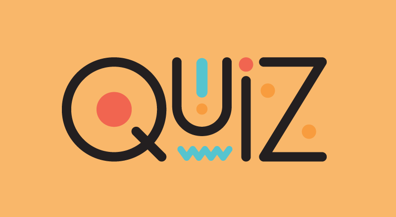 Ordet Quiz mot oransje bakgrunn