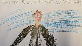 Tegning av en forsker på havet