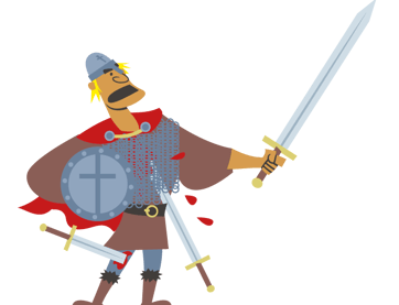 Illustrasjon av Olav den hellige som holder sverdet klart til kamp.