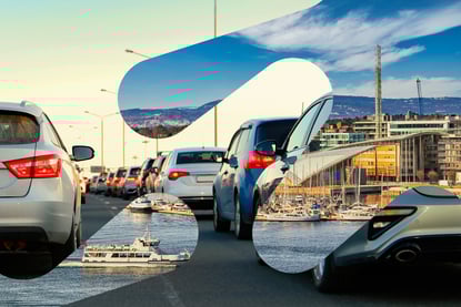 Illustrasjonsbilde av by og trafikk