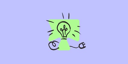 Illustrasjon av en lyspære mot lilla bakgrunn