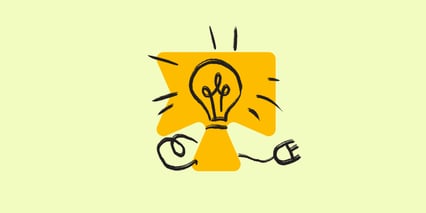 Tegning av en lyspære mot gul bakgrunn