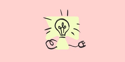 Tegning av en lyspære mot rosa bakgrunn