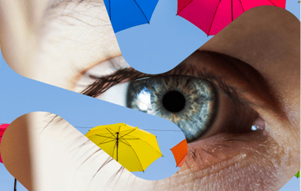 Nærbilde av ett blått øye 