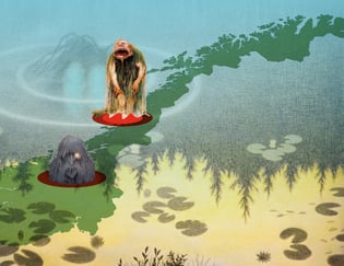 Illustrasjon av tusser, troll og nøkken.