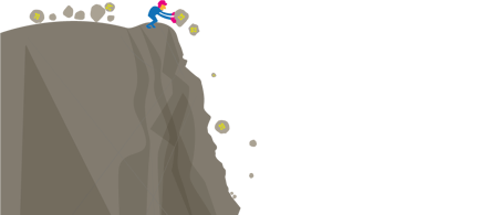 Illistrasjon av en mann som starter et steinskred.