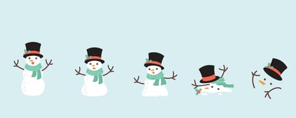 Illustrasjon av en snømann som smelter.