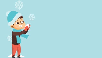 Illustrasjon av en gutt som spiser snø.