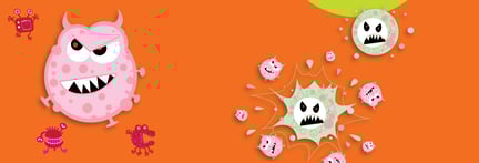 Illustrasjon av virus og bakterier