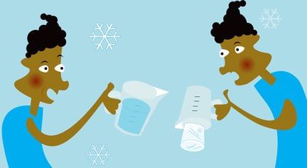 Illustrasjon av utføring av eksperimentet Iskald utrekning