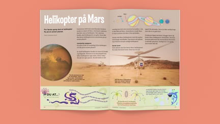 Artikkelen Helikopter på Mars oppslått på rød bakgrunn