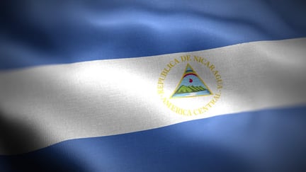 Nærbilde av flagget til Nicaragua