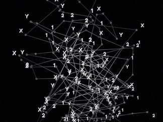 Net of lines and points with numbers 1 or 2 or letters X or Y 