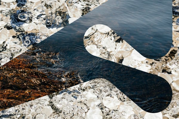 To bilder kombinert: Tang og sjø kombinert med et bilde av vann