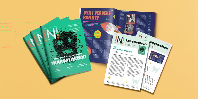 Nysgjerrigper-blader, Dyr i verdensrommet-artikkel og Lesekroken-oppgaver