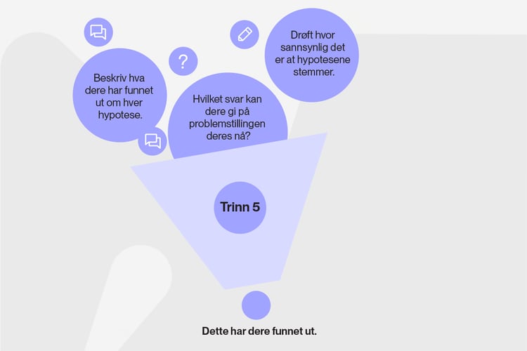 På trinn 5 i nysgjerrigpermetoden skal dere rydde i opplysningene og oppsummere hva dere har kommet fram til. 