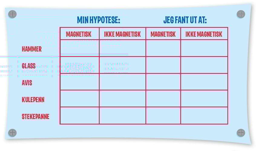Skjema for utfyllelse når man måler magnetiske ting