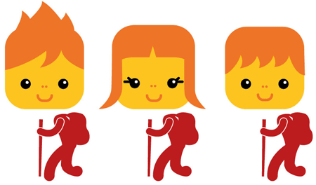 Illustrasjon av tre venner ute på tur