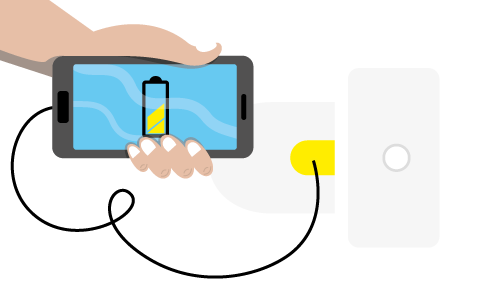 Illustrasjon av hvordan man kan lade en telefon med tiss