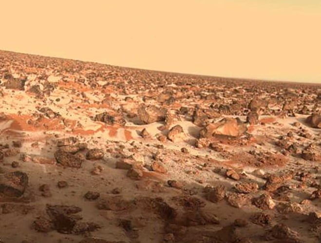 Bilde av en underjordisk isbre på Mars. 