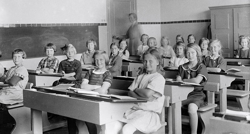 Bilde fra klasserom i 1926.