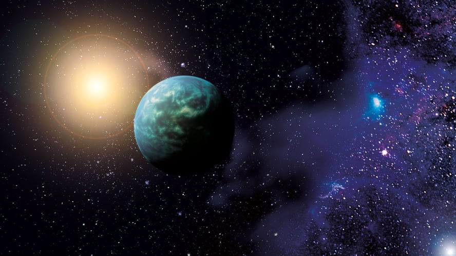 Illustrasjon av planet som ligger nær en sol