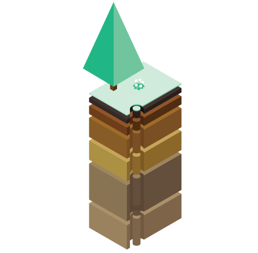 Illustrasjon av lagene i en borkjerne. 