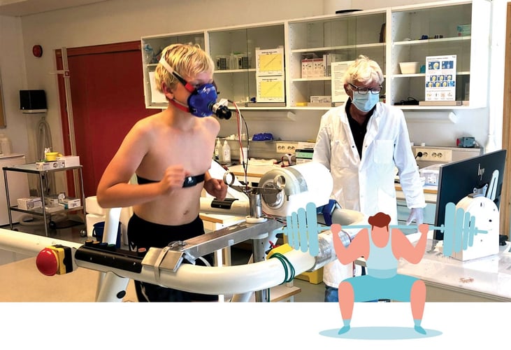 Gutt løper på tredemølle på forskningslaboratorium