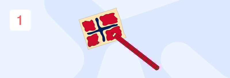 Et norskt flagg som blir fargelagt med en rød blyant