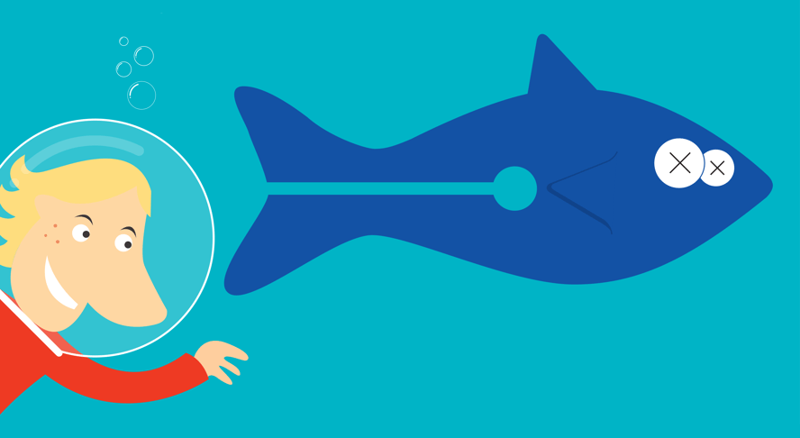 Illustrasjon av malen for fisken sok kan brukes i eksperimentet