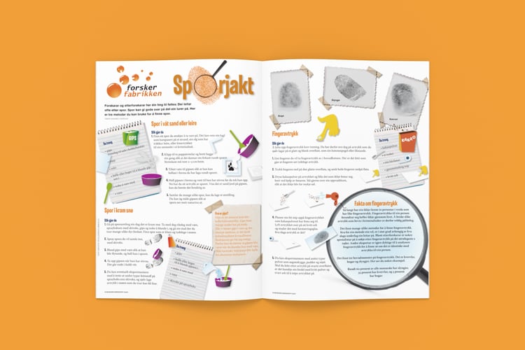 Eksperimentplakat med beskrivelser for gjennomføring av eksperimentene sporjakt