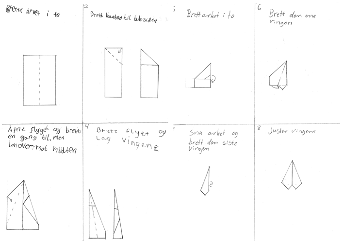 Bretteinstruksjoner papirfly