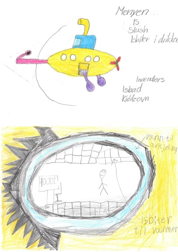2 fantastifartøy tegnet av elever