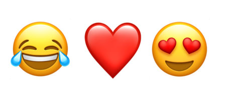 Disse emojiene brukes mest Disse emojiene brukes mest