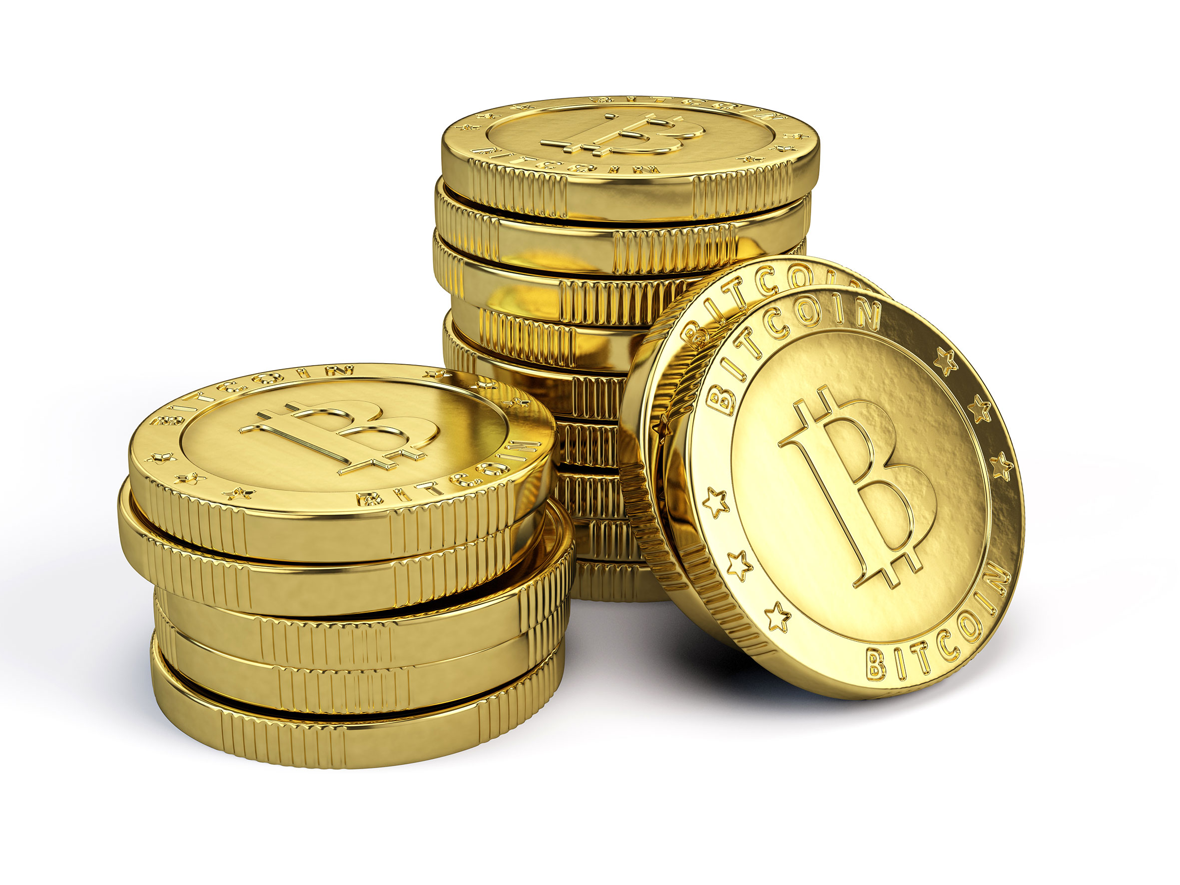 Stabel av Bitcoins i gull