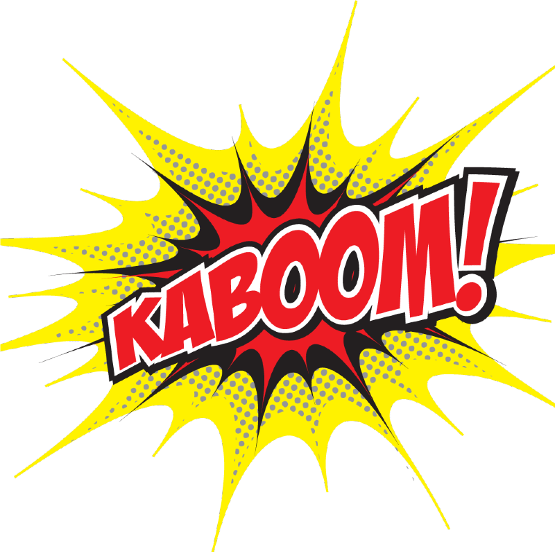 Grafisk fremstilling av ordet "Kaboom".