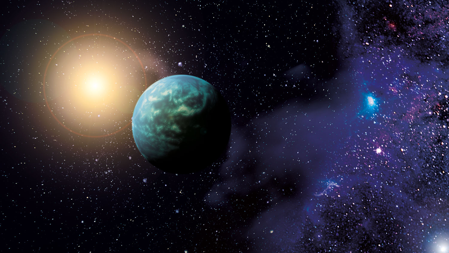 Illustrasjon av planet som ligger nær en sol